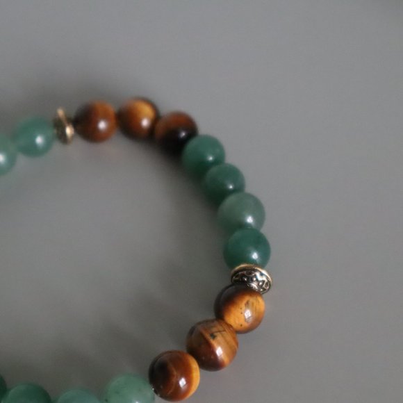 Tiger's Eye and Aventurine Stretch Bracelet - Picture 3 of 10